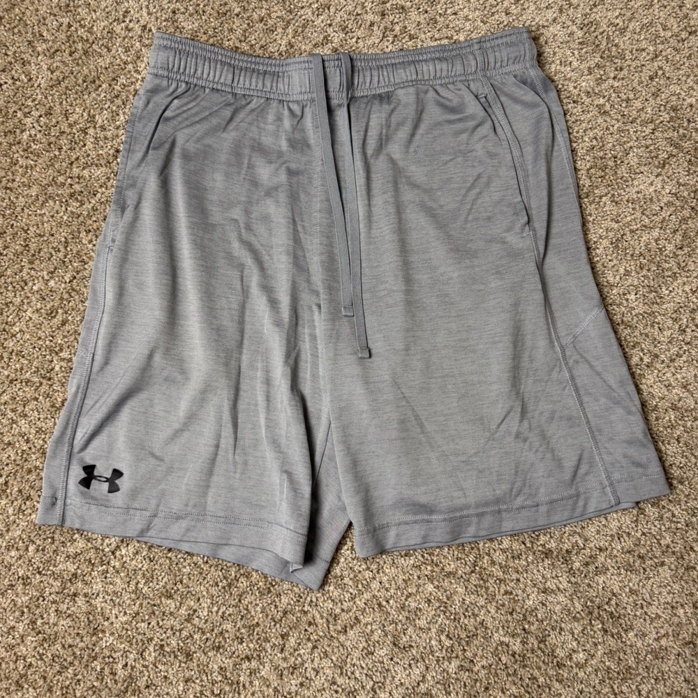 Under Armour HeatGear Mens Loose Fit Athletic Training Shorts Gray Large
